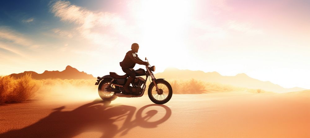 Male biker motorcycle sunlight outdoors. AI generated Image by rawpixel.