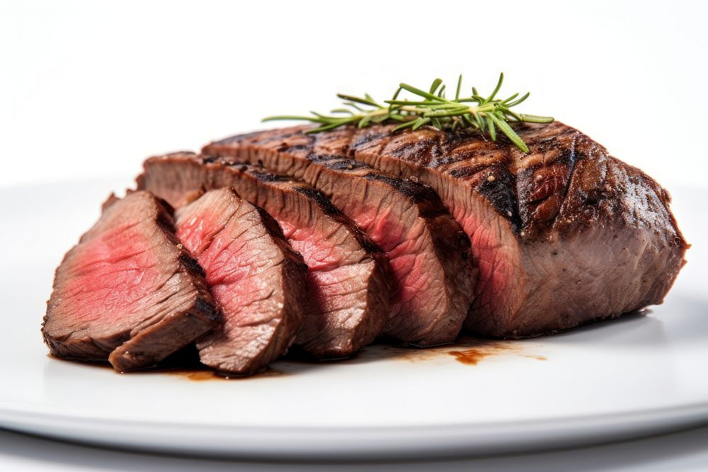 Medium rare steak meat beef food. AI generated Image by rawpixel.