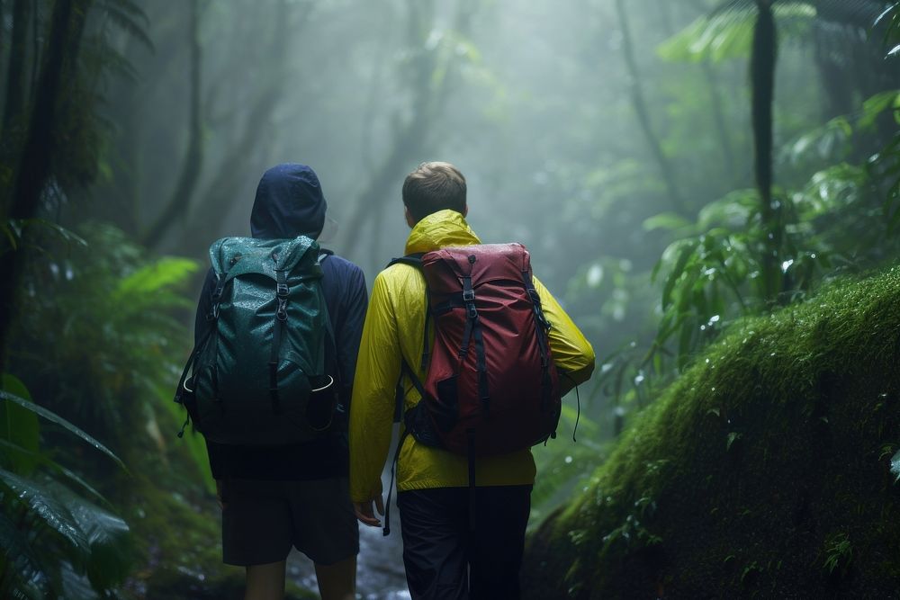 Backpack rainforest outdoors nature. AI generated Image by rawpixel.