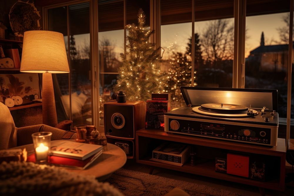Publication turntable christmas lighting. AI generated Image by rawpixel.
