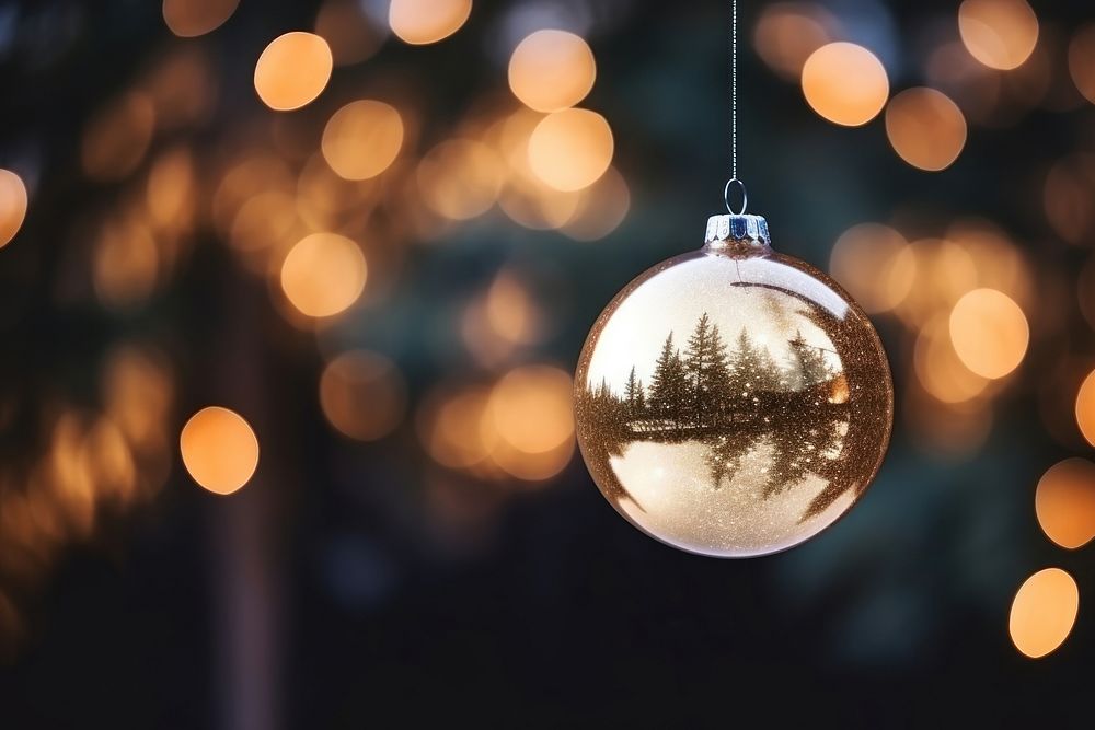 Christmas ball outdoors hanging nature. AI generated Image by rawpixel.