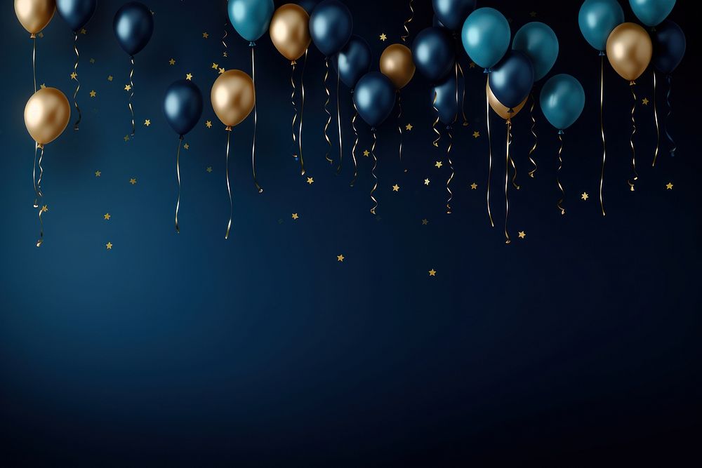 Balloon new year backgrounds blue. AI generated Image by rawpixel.