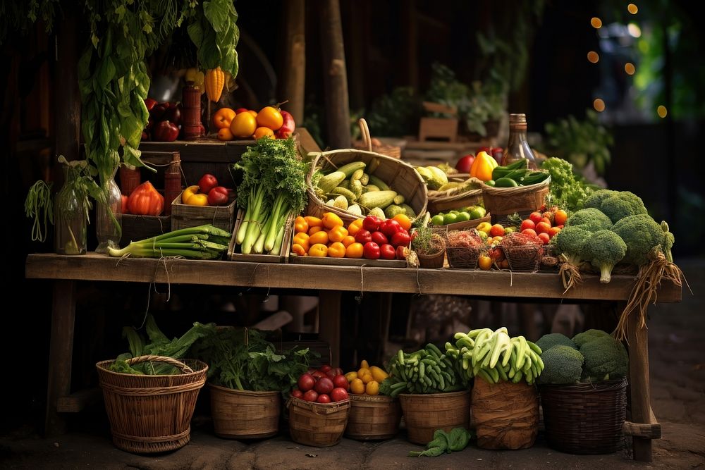 Vegetable stall market fruit plant. AI generated Image by rawpixel.