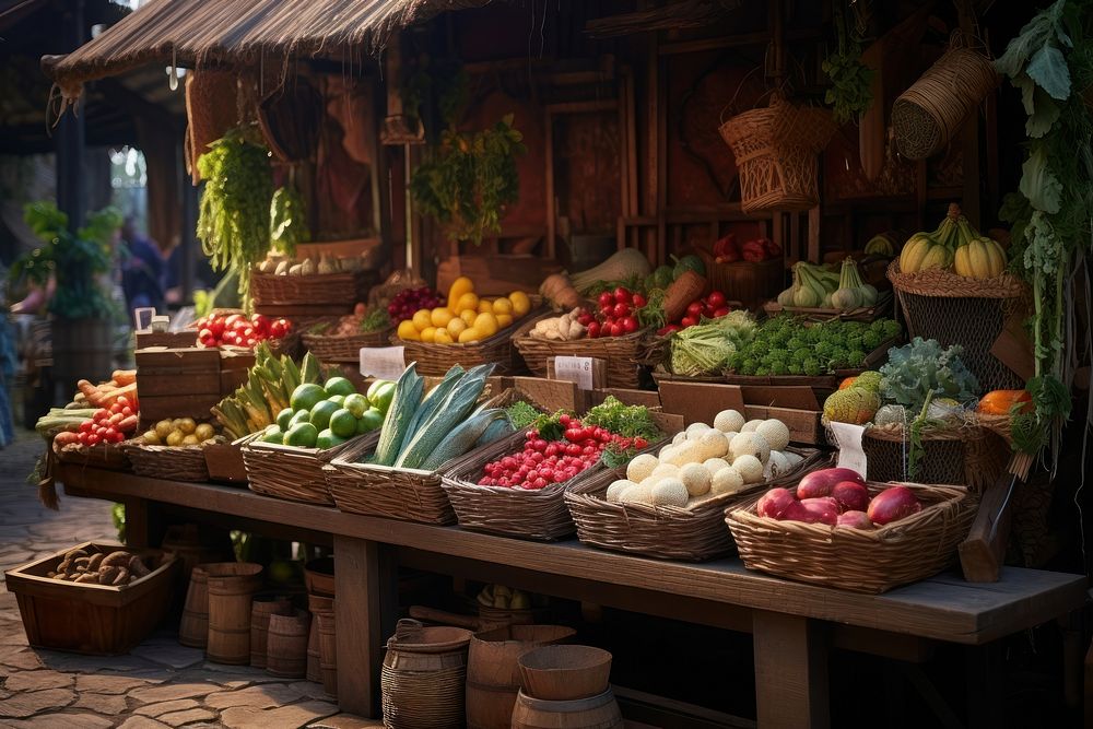 Vegetable stall market fruit plant. AI generated Image by rawpixel.
