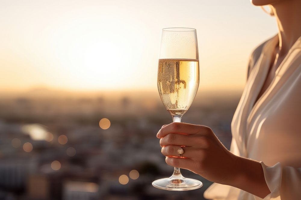 Glass champagne outdoors drink. AI generated Image by rawpixel.