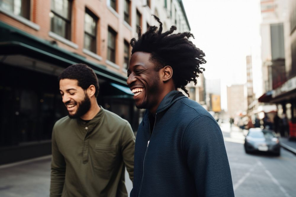 Black men street city outdoors. AI generated Image by rawpixel.