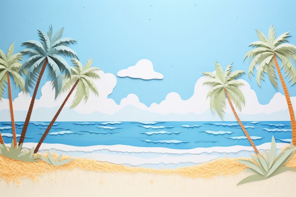 Beach painting outdoors nature. AI generated Image by rawpixel.