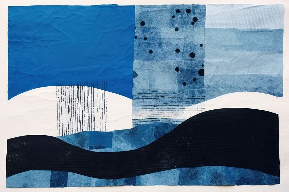 Winter landscape art painting collage. 