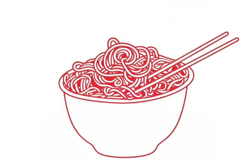 Chinese food bowl line red. AI generated Image by rawpixel.