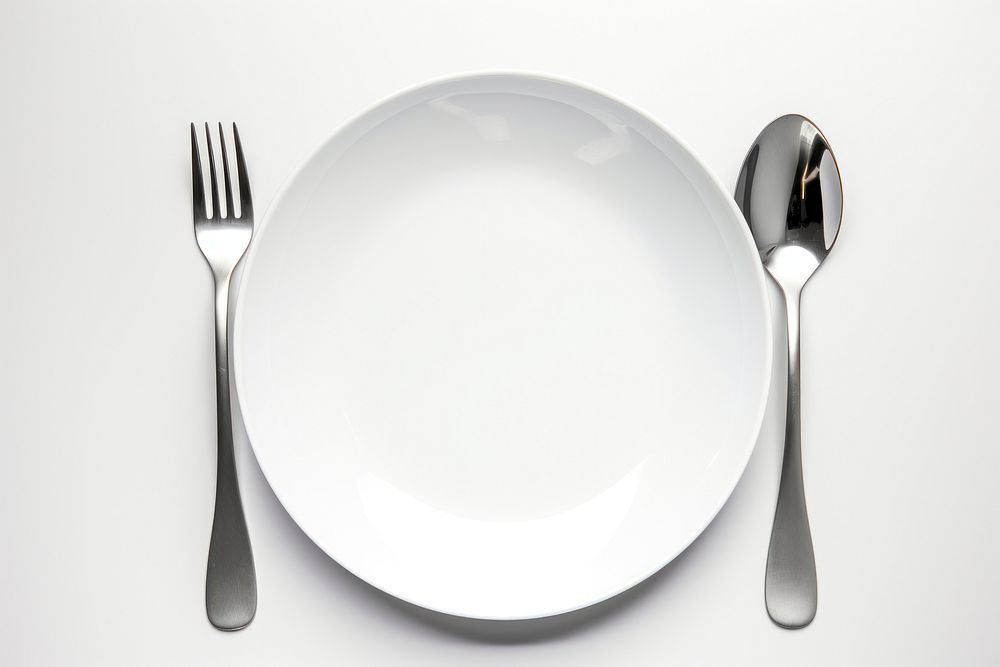 Plate spoon fork white. AI generated Image by rawpixel.
