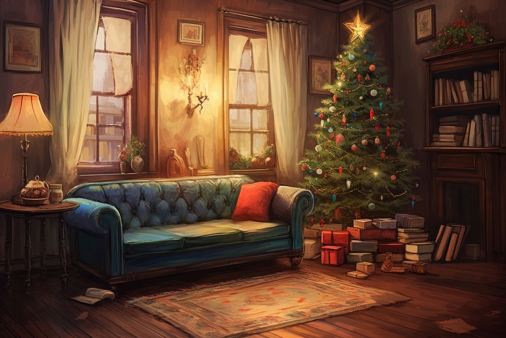 Christmas room architecture furniture. AI generated Image by rawpixel.