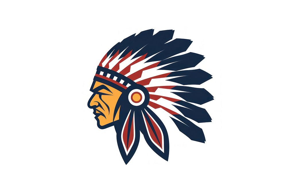 Indian native america logo head white background. AI generated Image by rawpixel.