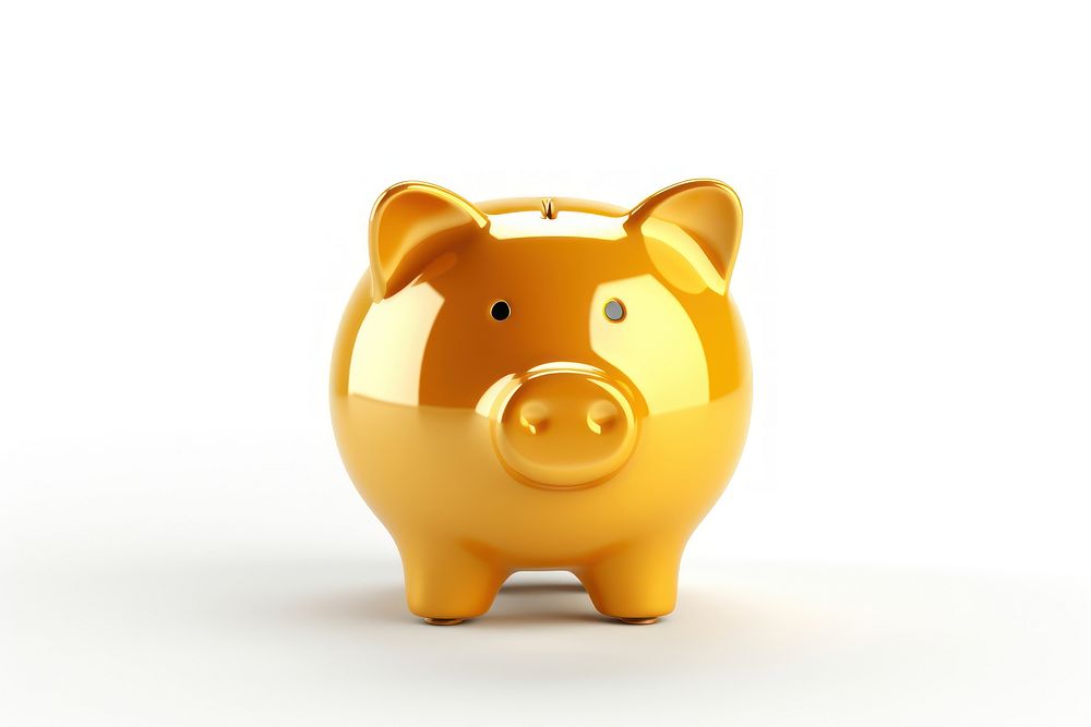 Piggy bank mammal gold white background. AI generated Image by rawpixel.