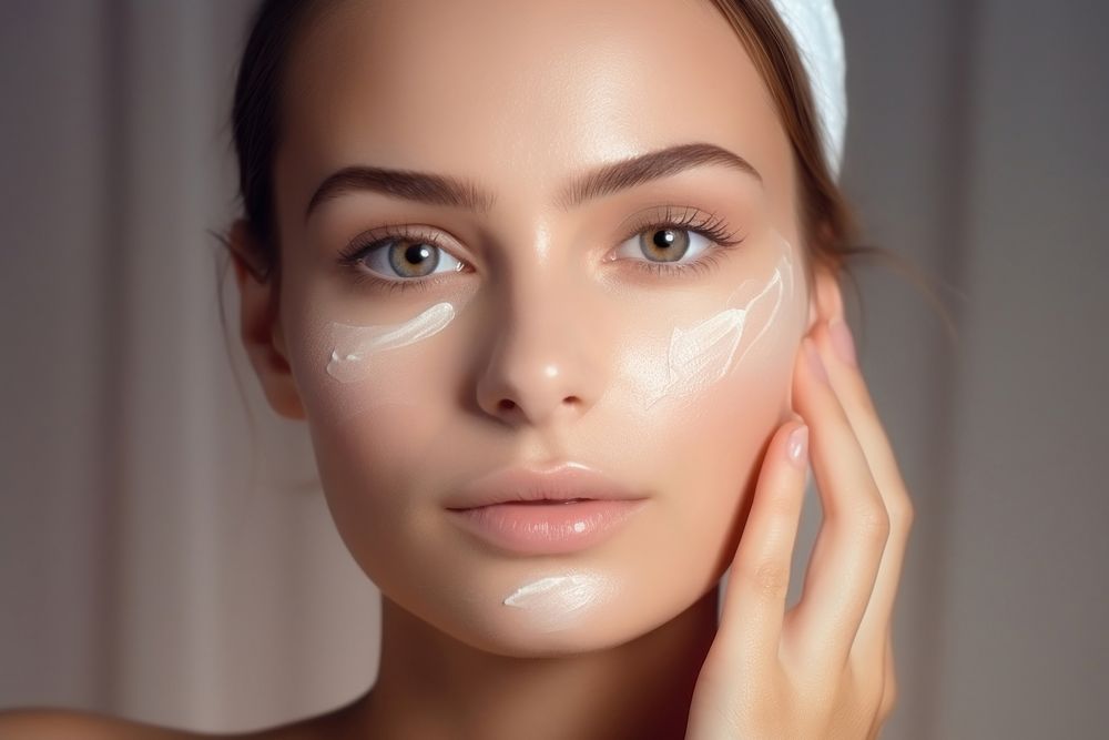 Morning skin care cosmetics applying adult. AI generated Image by rawpixel.