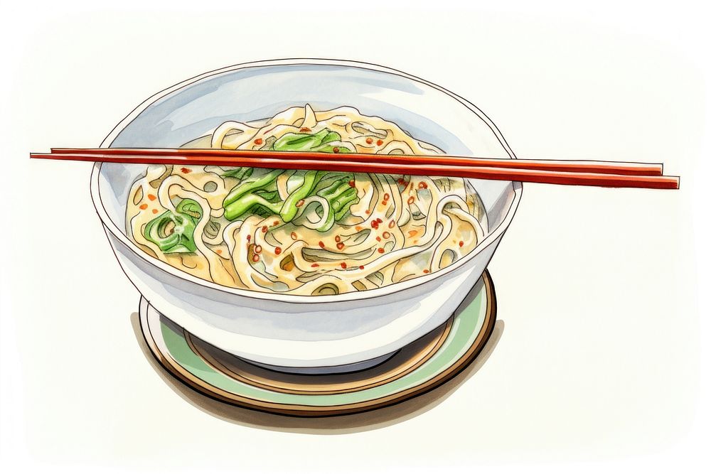 Noodle chopsticks food meal. AI generated Image by rawpixel.