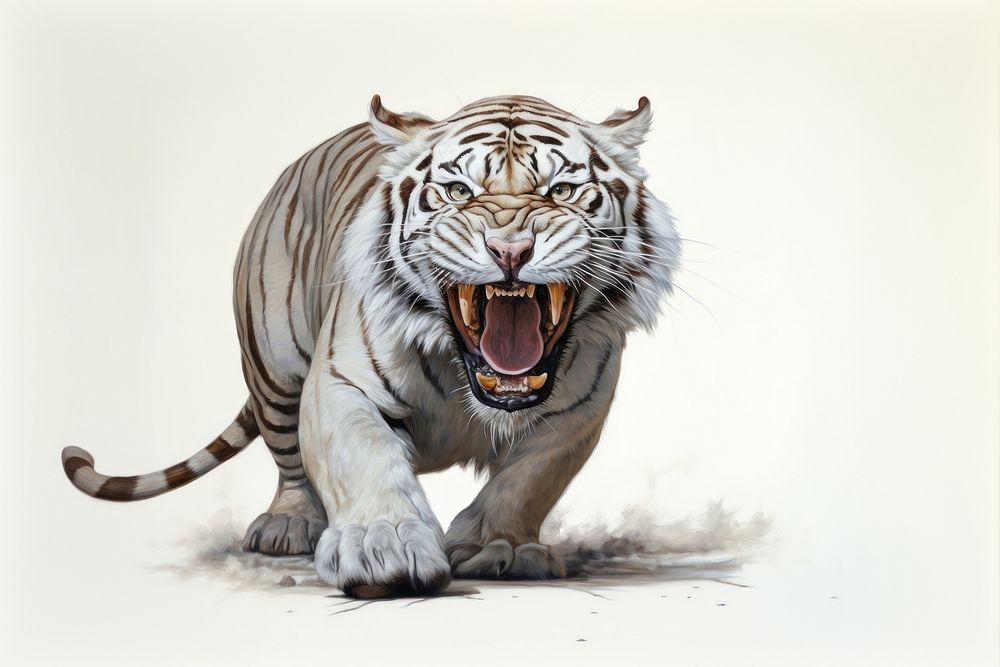White Tiger animal tiger wildlife. AI generated Image by rawpixel.