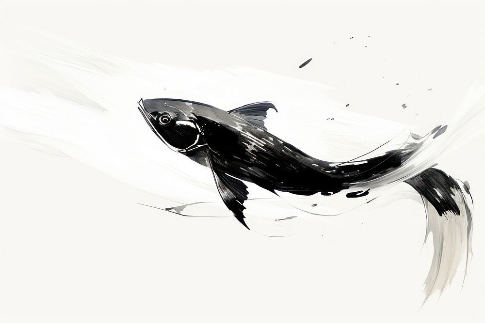Koi sketch drawing animal. AI generated Image by rawpixel.