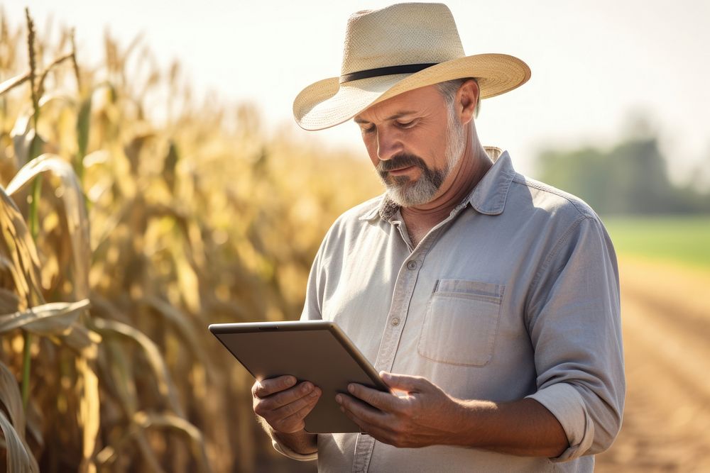Digital tablet outdoors farmer adult. AI generated Image by rawpixel.