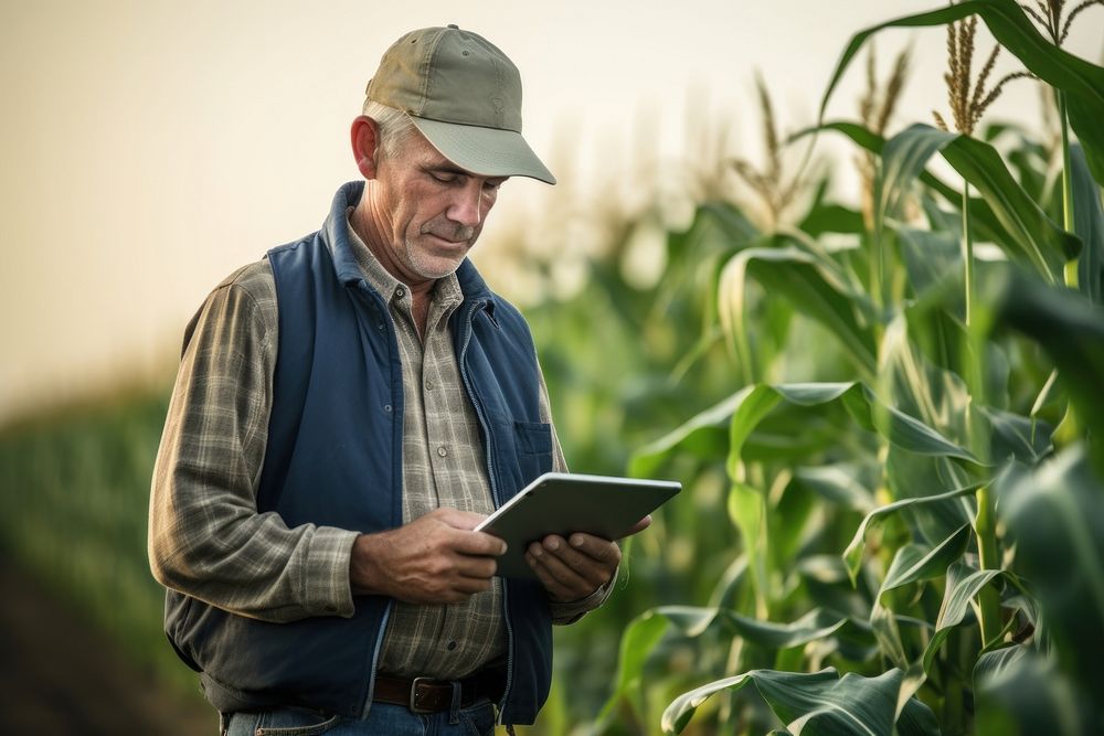 Digital tablet field outdoors farmer. AI generated Image by rawpixel.