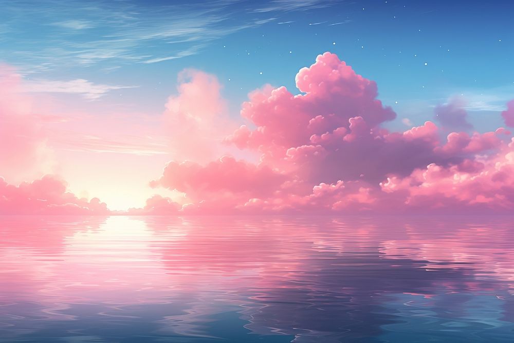 Sunset reflection outdoors horizon. AI generated Image by rawpixel.