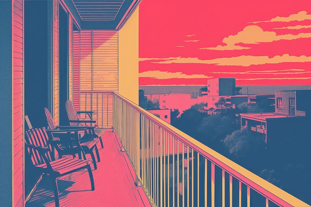 Balcony architecture furniture building. AI generated Image by rawpixel.