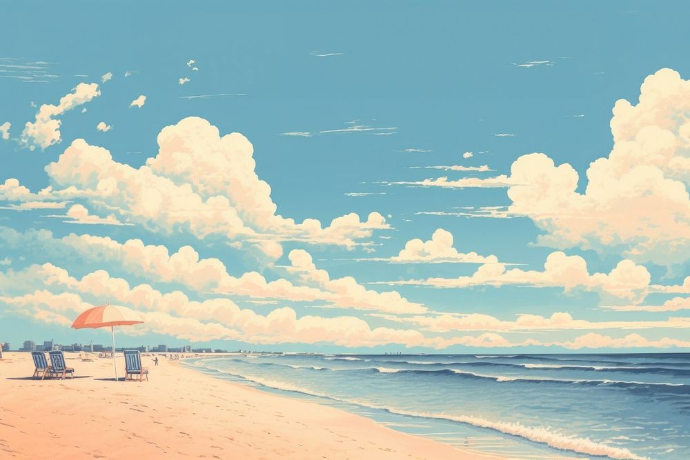 Beach sky outdoors horizon. AI generated Image by rawpixel.