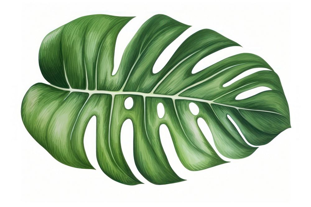 Monstera leaf plant white background xanthosoma. AI generated Image by rawpixel.