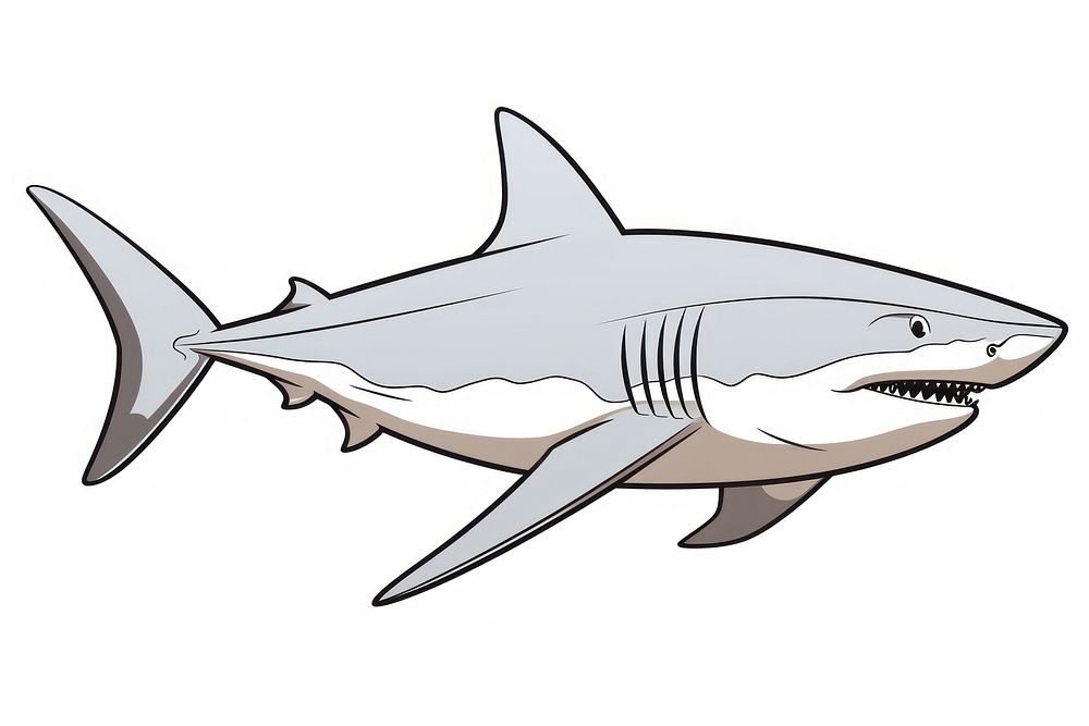 White shark cartoon animal sketch. AI generated Image by rawpixel.