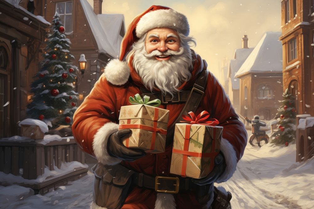 Santa claus delivering presents christmas adult anticipation. AI generated Image by rawpixel.