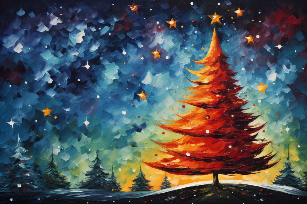 Christmas tree painting outdoors plant. AI generated Image by rawpixel.