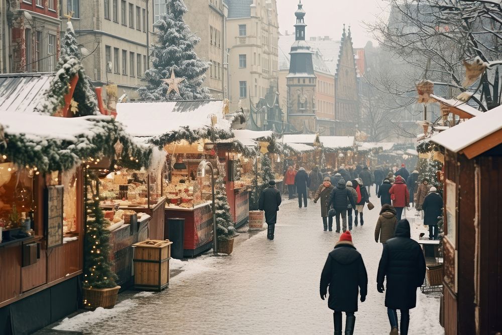 Christmas market winter adult city. AI generated Image by rawpixel.