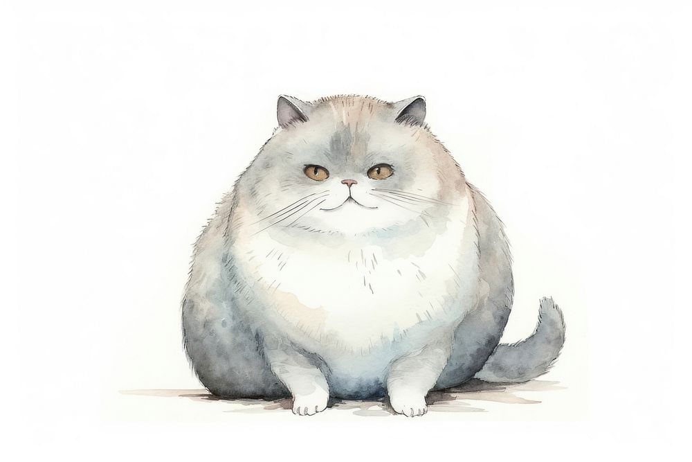 Chubby cat sketch drawing cartoon. AI generated Image by rawpixel.