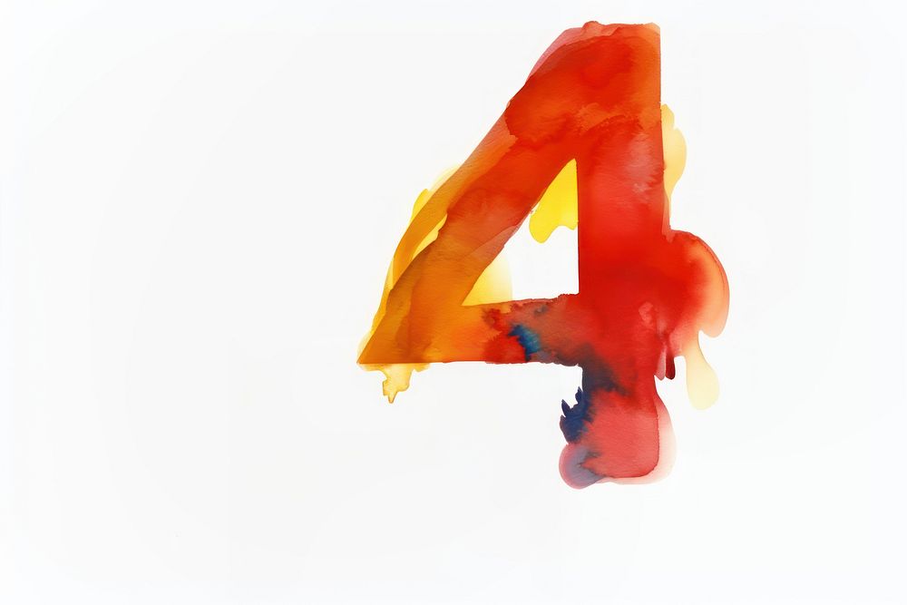 Number 4 paint text white background. AI generated Image by rawpixel.