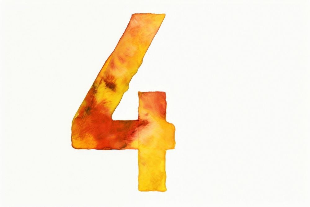 Number 4 symbol text white background. AI generated Image by rawpixel.