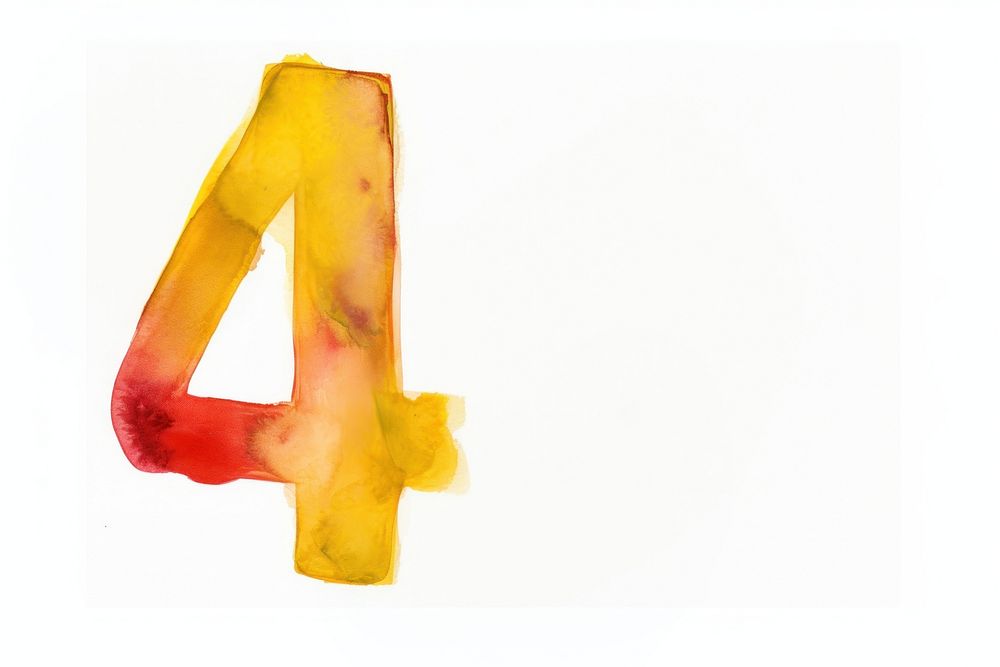 Number 4 text white background yellow. AI generated Image by rawpixel.