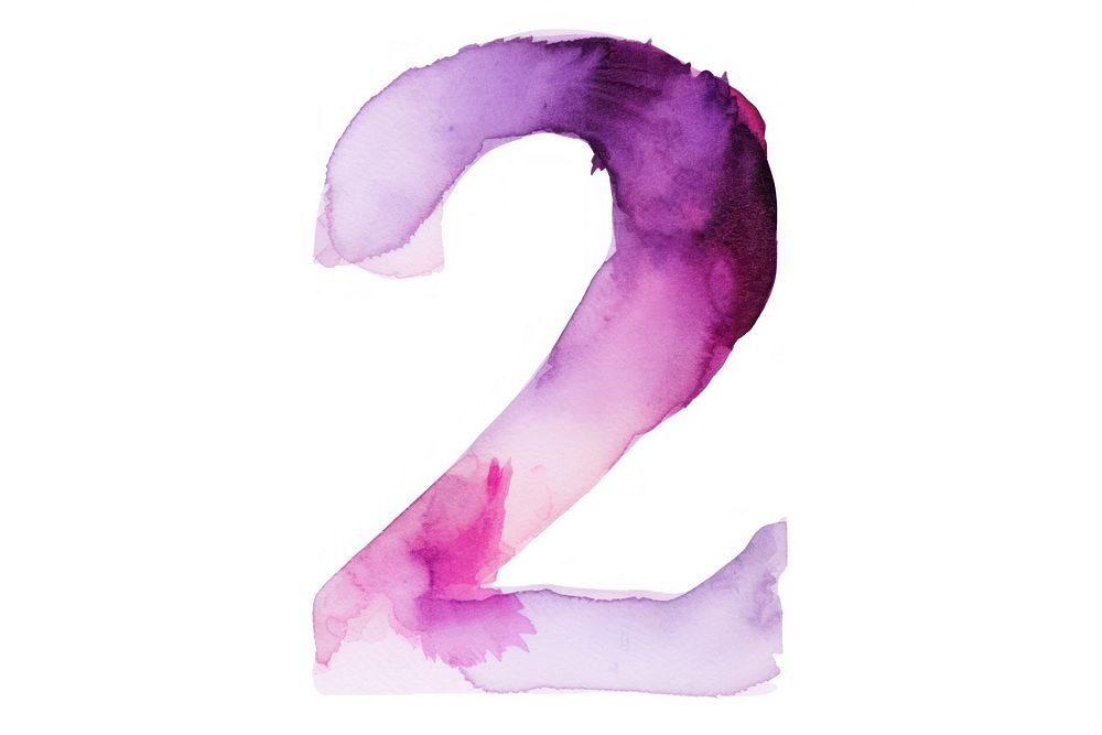 Number 2 purple text white background. AI generated Image by rawpixel.