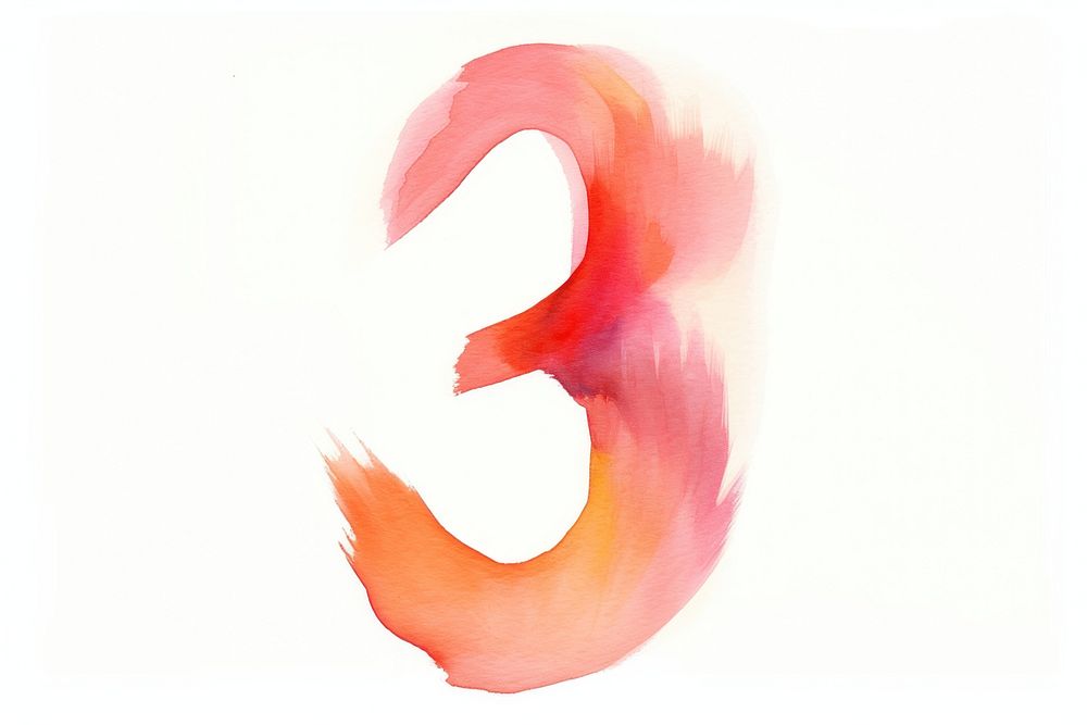Number 3 text white background creativity. AI generated Image by rawpixel.