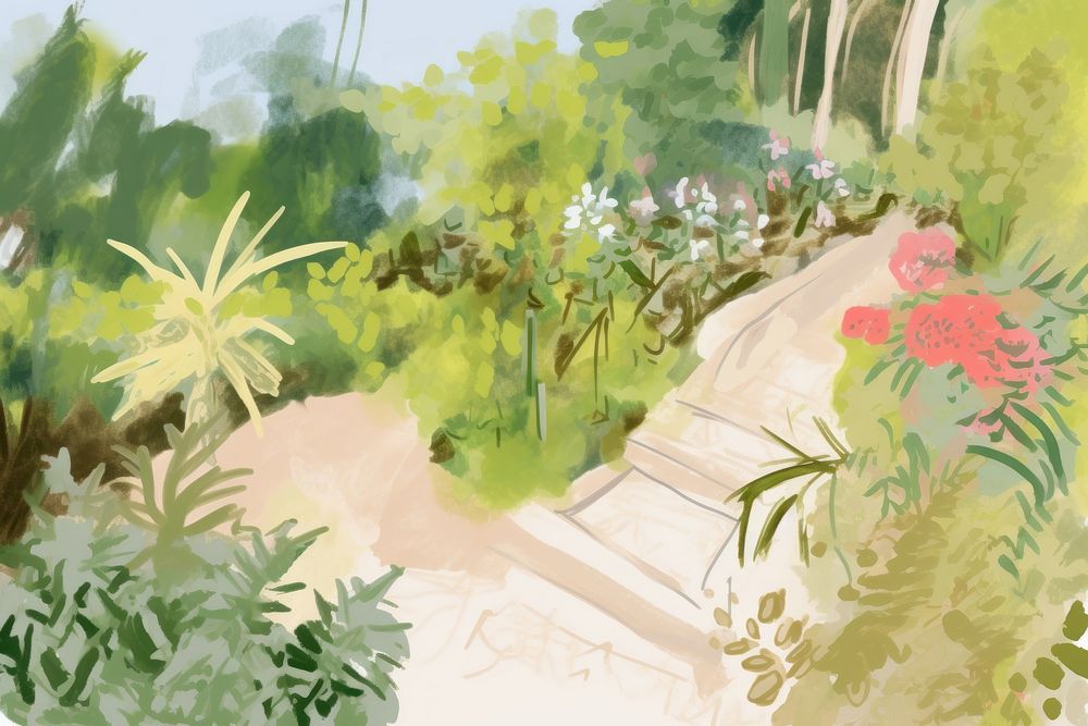 Garden outdoors painting nature. AI generated Image by rawpixel.