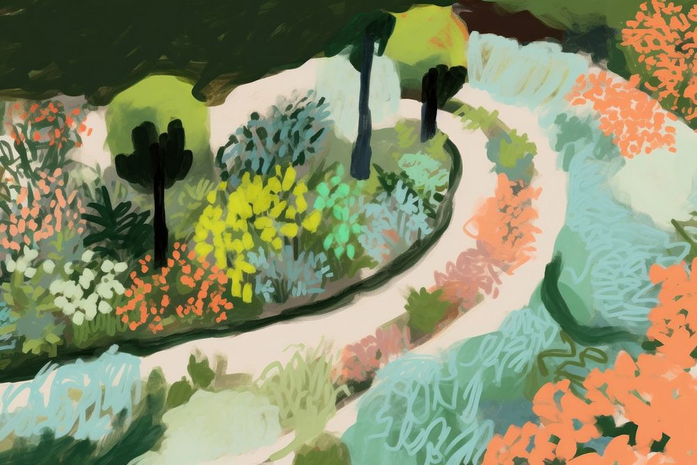 Garden painting outdoors nature. AI generated Image by rawpixel.