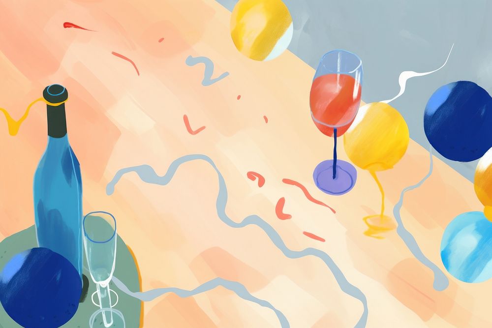 New year party backgrounds painting balloon. AI generated Image by rawpixel.
