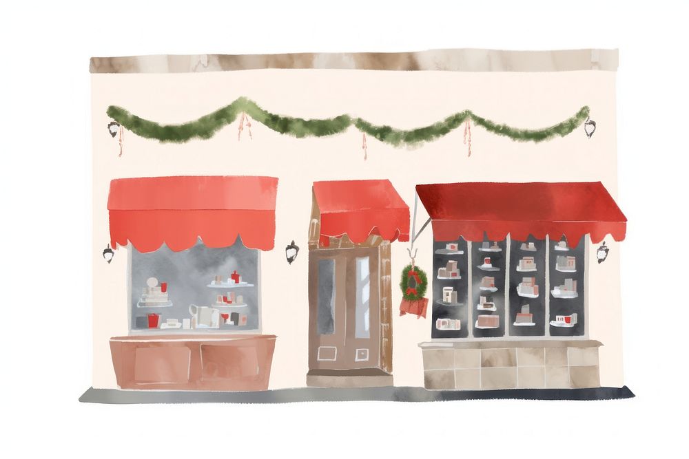 Christmas drawing store architecture. AI generated Image by rawpixel.