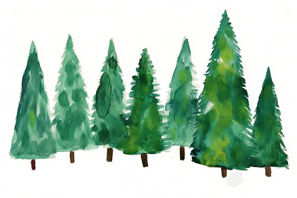 Artificial christmas trees drawing plant green. AI generated Image by rawpixel.