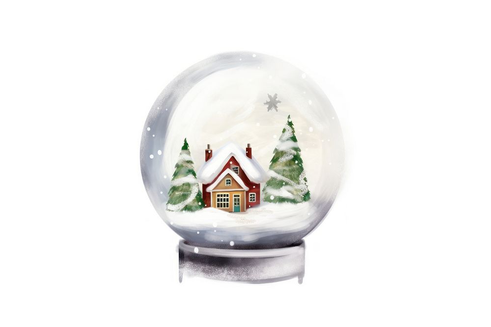 Christmas snowglobe drawing white background celebration. AI generated Image by rawpixel.