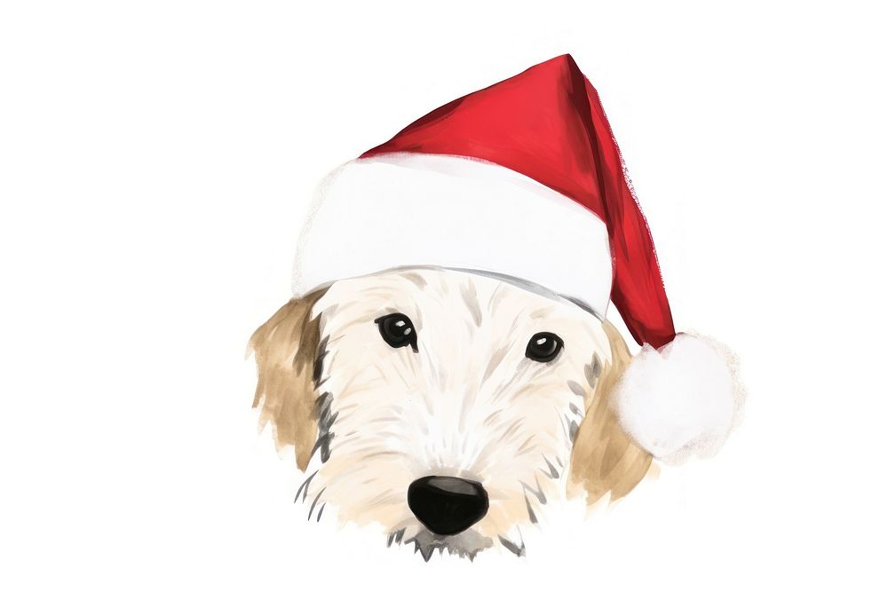 Dog wearing christmas hat drawing Free Photo Illustration rawpixel