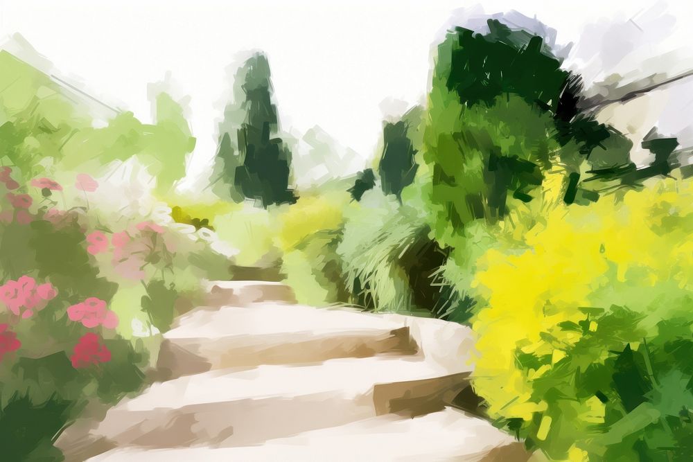 Garden outdoors painting drawing. AI generated Image by rawpixel.
