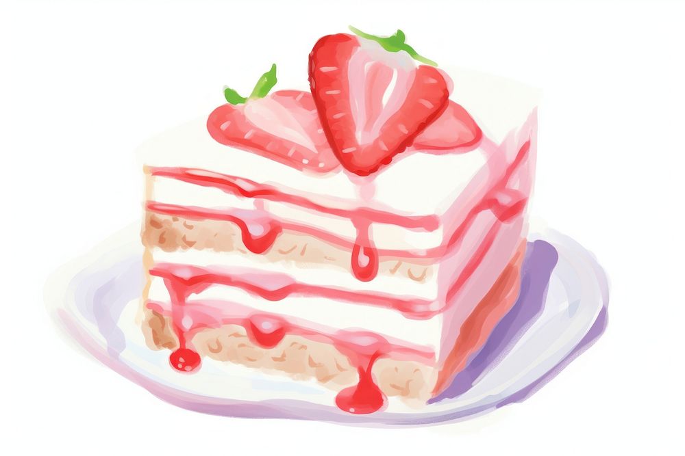 Strawberry cake dessert cream fruit. AI generated Image by rawpixel.