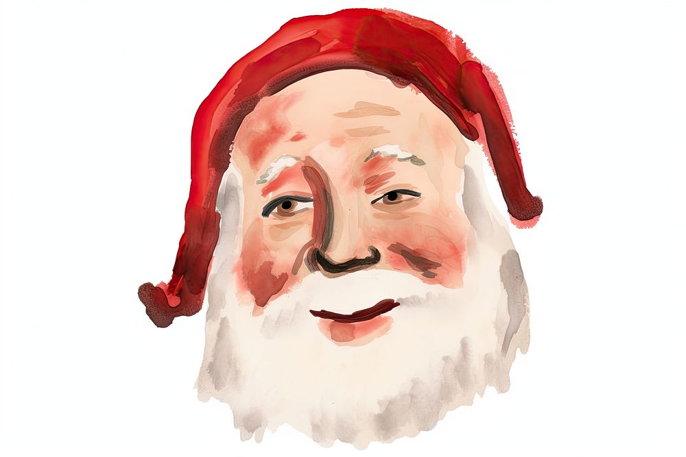 Santa Claus portrait drawing white background. AI generated Image by rawpixel.