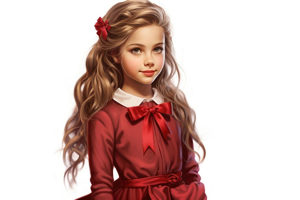 Girl wearing christmas dress portrait child doll. AI generated Image by rawpixel.