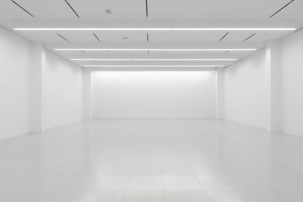 Exhibition room backgrounds floor white. 