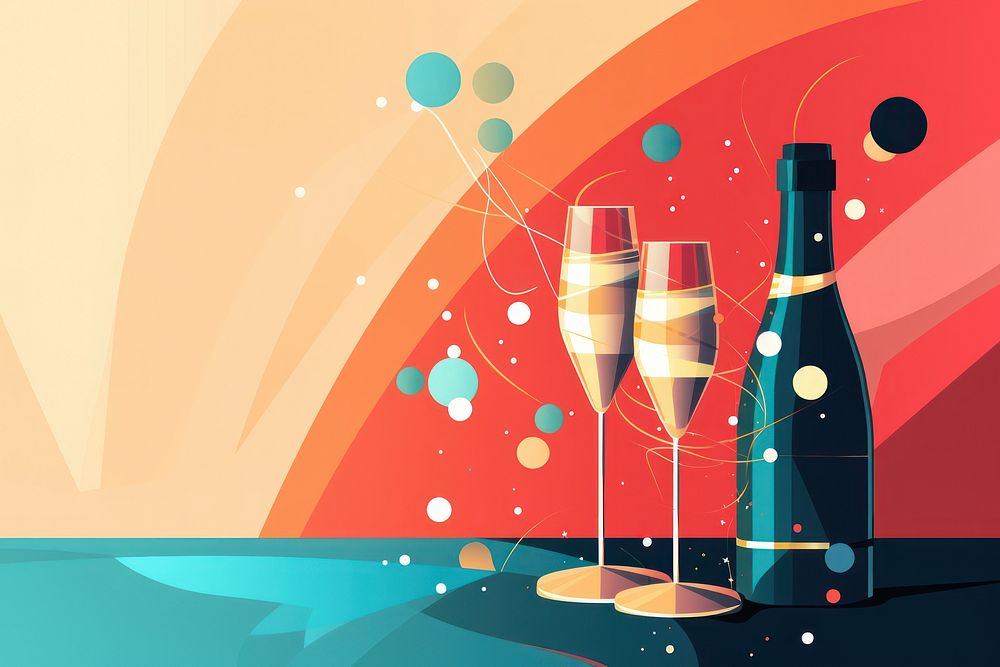 Glass champagne bottle drink. AI generated Image by rawpixel.